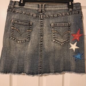 Denim Mini Skirt Custom Red White & Blue